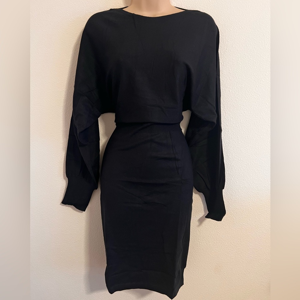MIROL Women's Casual Long Puff Sleeve Bodycon Midi Dress - Picture 8 of 8